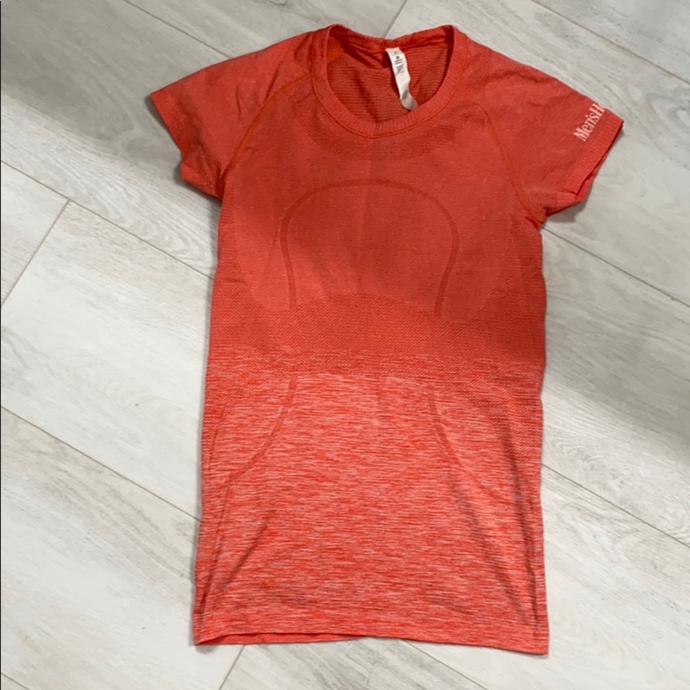 Women's Orange Seamless Short Sleeve Top